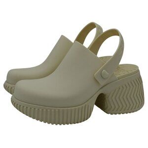 Sorel Womens Size 7 ONA Streetworks Honey White Sea Salt Heeled Clogs Shoes